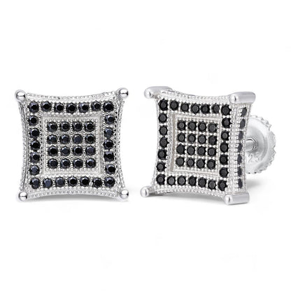 HarlemBling Black MOISSANITE 3D Kite Classic Iced Out Earrings - 925 Silver - 11mm