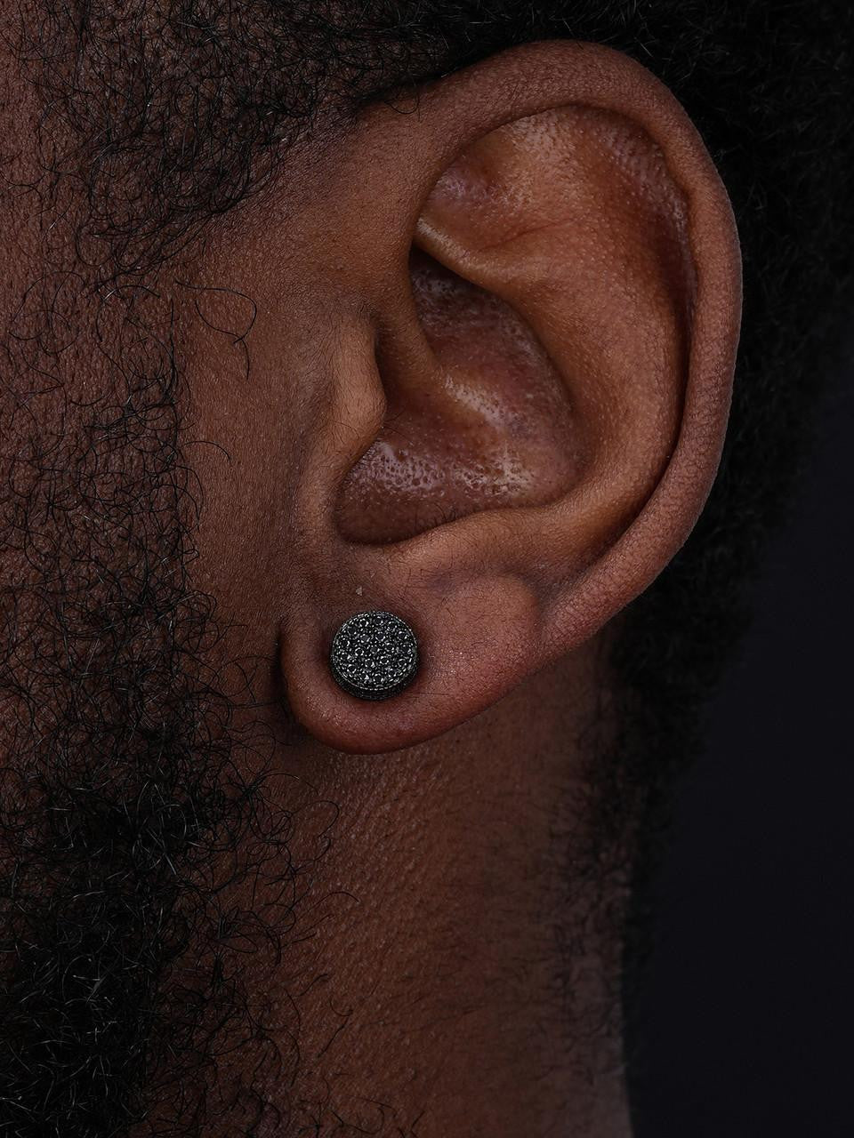 HarlemBling Black MOISSANITE 3D Round Iced Out Earrings - Black Rhodium Over 925 Silver - 8mm