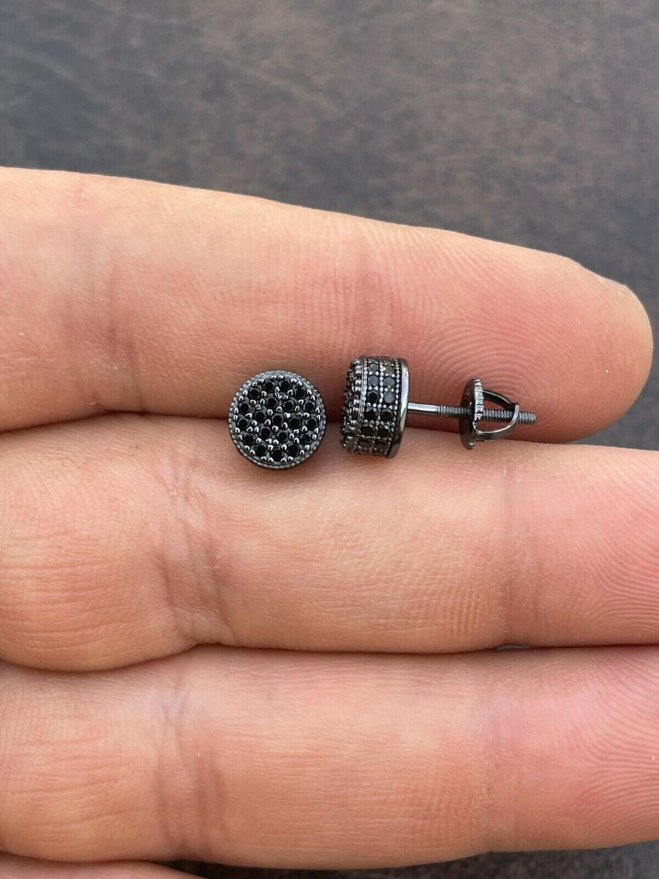 HarlemBling Black Moissanite 925 Silver Hip Hop Earrings Small Round Studs Pass Diamond Test