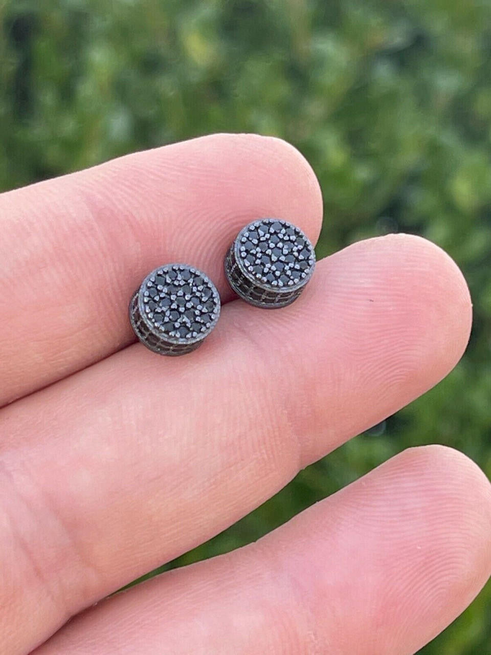 HarlemBling Black Moissanite 925 Silver Hip Hop Earrings Small Round Studs Pass Diamond Test