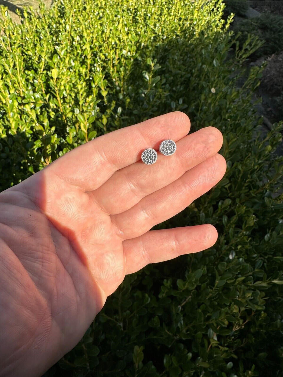 HarlemBling Black Moissanite 925 Silver Iced Hip Hop Earrings Small 1/3" Studs Pass Tester