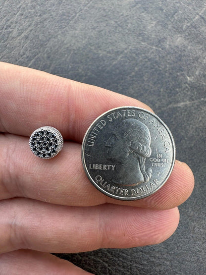 HarlemBling Black Moissanite 925 Silver Iced Hip Hop Earrings Small 1/3" Studs Pass Tester