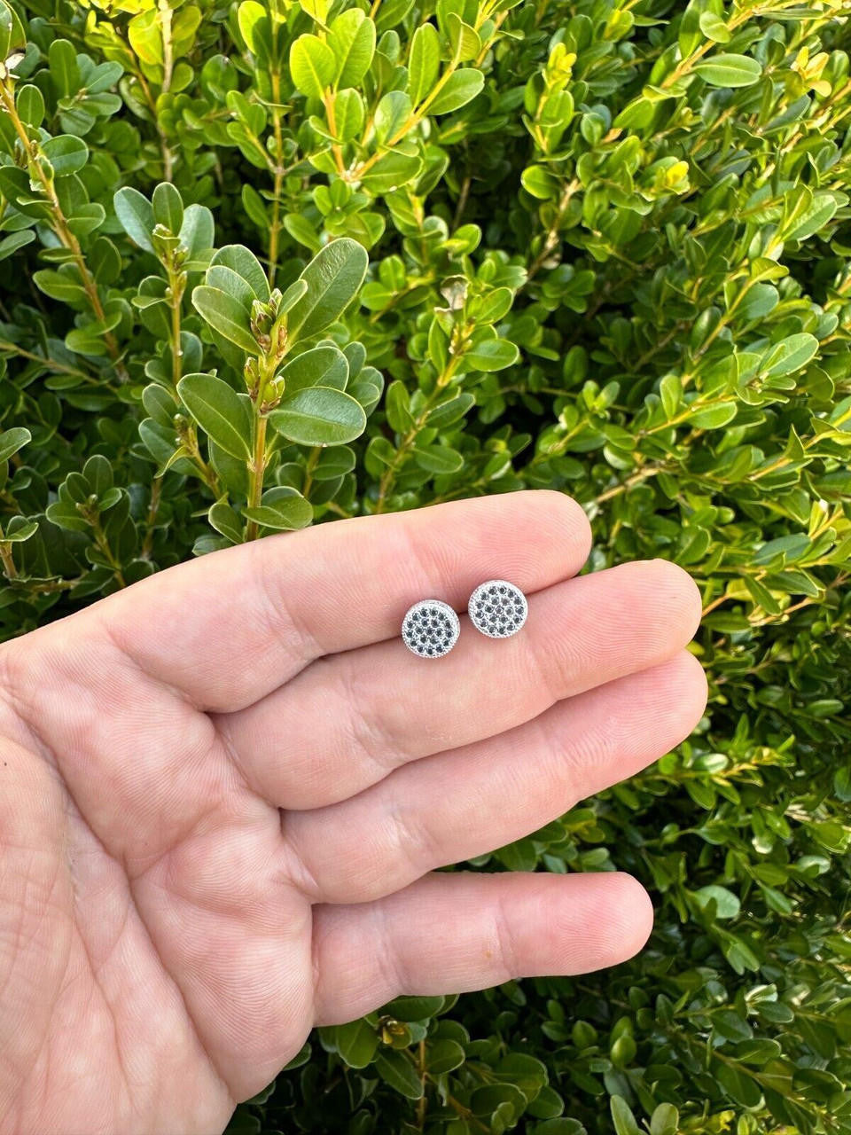 HarlemBling Black Moissanite 925 Silver Iced Hip Hop Earrings Small 1/3" Studs Pass Tester