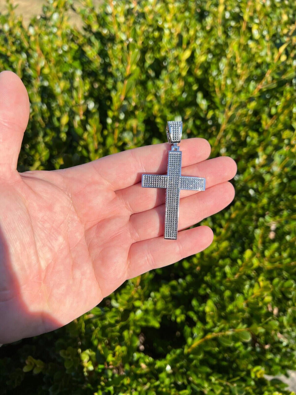 HarlemBling Black MOISSANITE 925 Silver Large Iced Cross Pendant 2.5CT Pass Diamond Tester