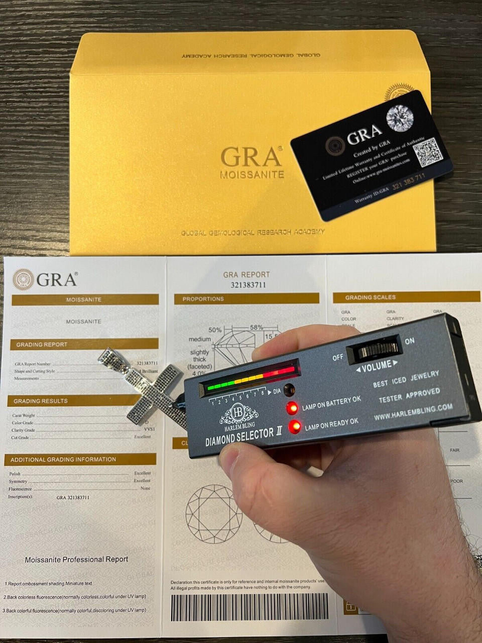 HarlemBling Black MOISSANITE 925 Silver Large Iced Cross Pendant 2.5CT Pass Diamond Tester