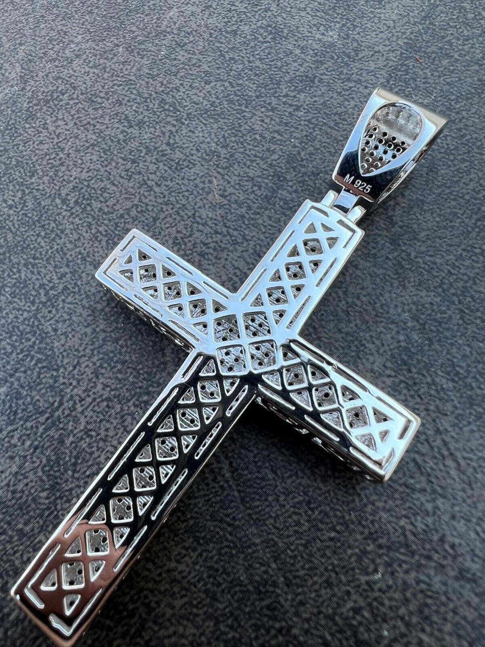 HarlemBling Black MOISSANITE 925 Silver Large Iced Cross Pendant 2.5CT Pass Diamond Tester