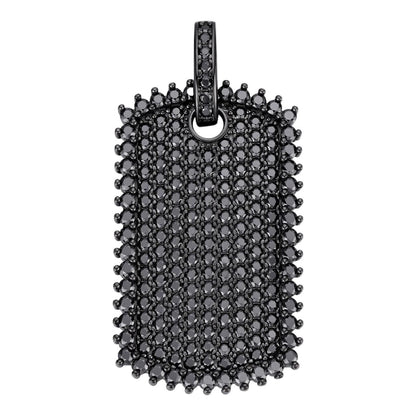 HarlemBling Black MOISSANITE Dog Tag Iced Hip Hop Pendant - Black Rhodium Over 925 Silver - 3 Sizes 1"-2"