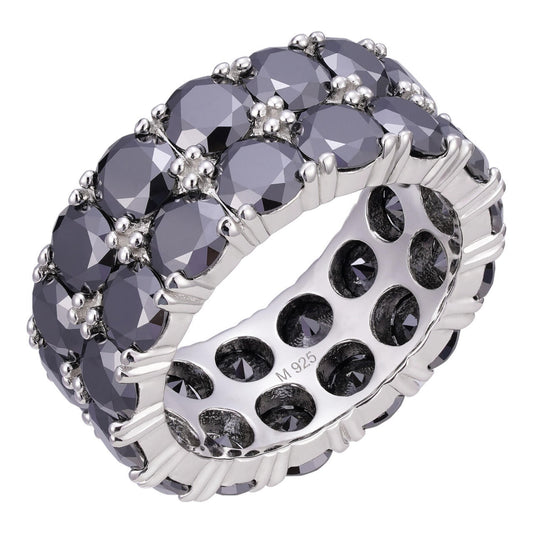 HarlemBling Black MOISSANITE Double Row Eternity Ring - 925 Silver