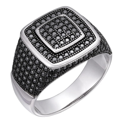 HarlemBling Black MOISSANITE Everyday Classic Square Ring - 925 Silver