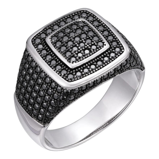 HarlemBling Black MOISSANITE Everyday Classic Square Ring - 925 Silver
