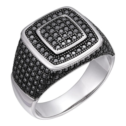 HarlemBling Black MOISSANITE Everyday Classic Square Ring - 925 Silver