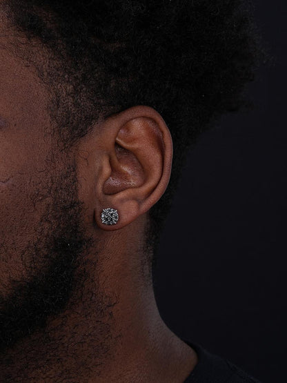 HarlemBling Black MOISSANITE Iced Out Culture Earrings - 925 Silver - 9mm