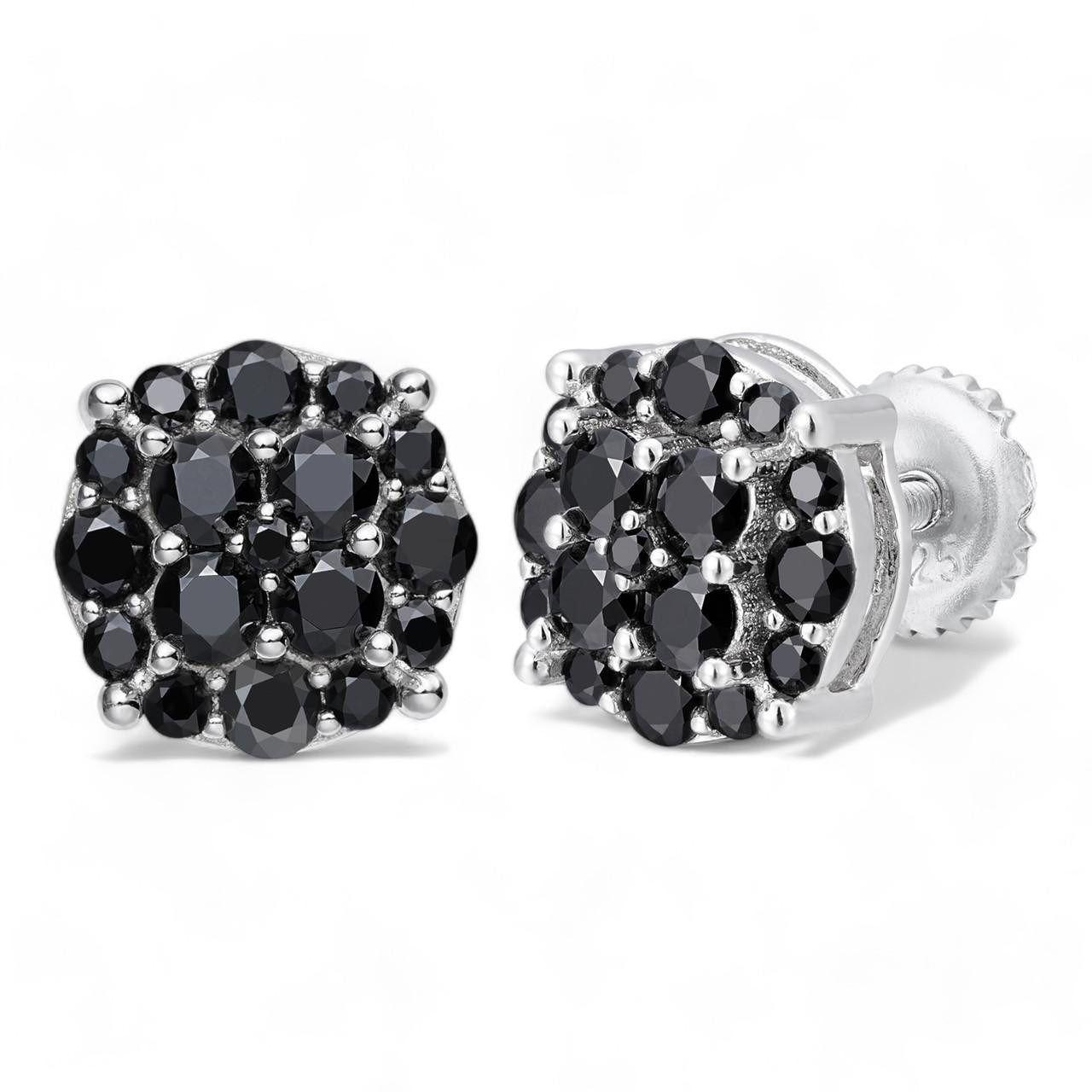 HarlemBling Black MOISSANITE Iced Out Culture Earrings - 925 Silver - 9mm