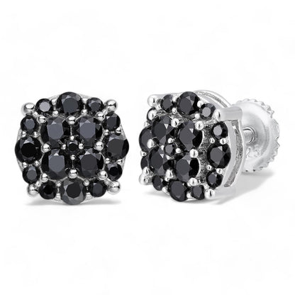 HarlemBling Black MOISSANITE Iced Out Culture Earrings - 925 Silver - 9mm
