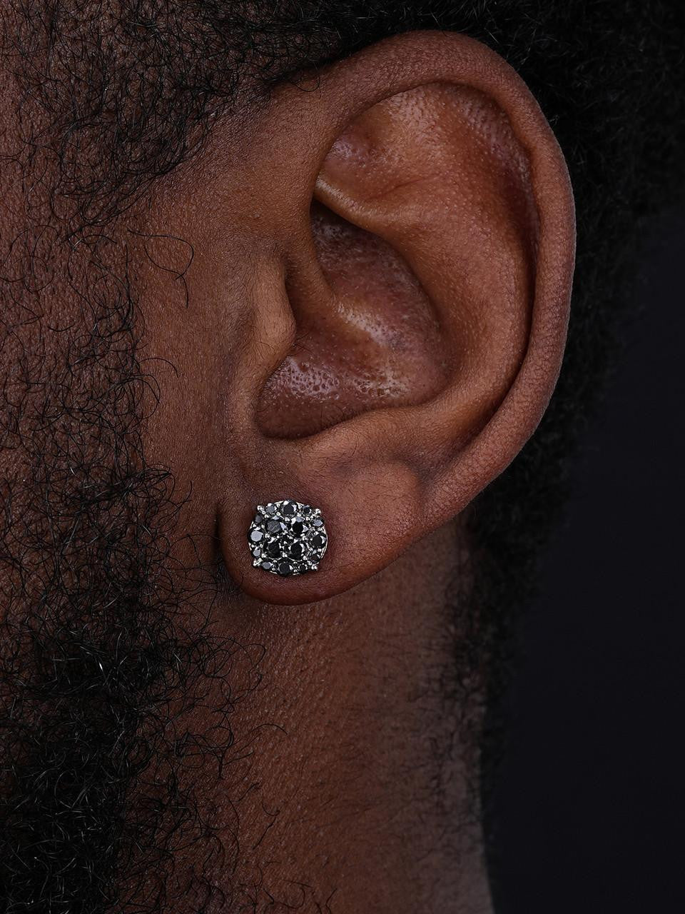 HarlemBling Black MOISSANITE Iced Out Culture Earrings - 925 Silver - 9mm