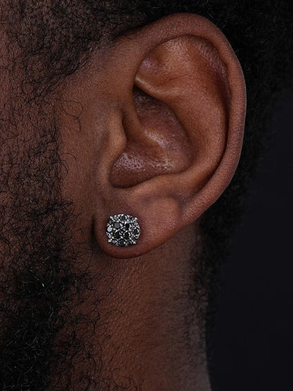 HarlemBling Black MOISSANITE Iced Out Culture Earrings - 925 Silver - 9mm