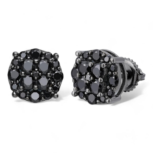 HarlemBling Black MOISSANITE Iced Out Culture Earrings - Black Rhodium Plated 925 Silver - 6mm