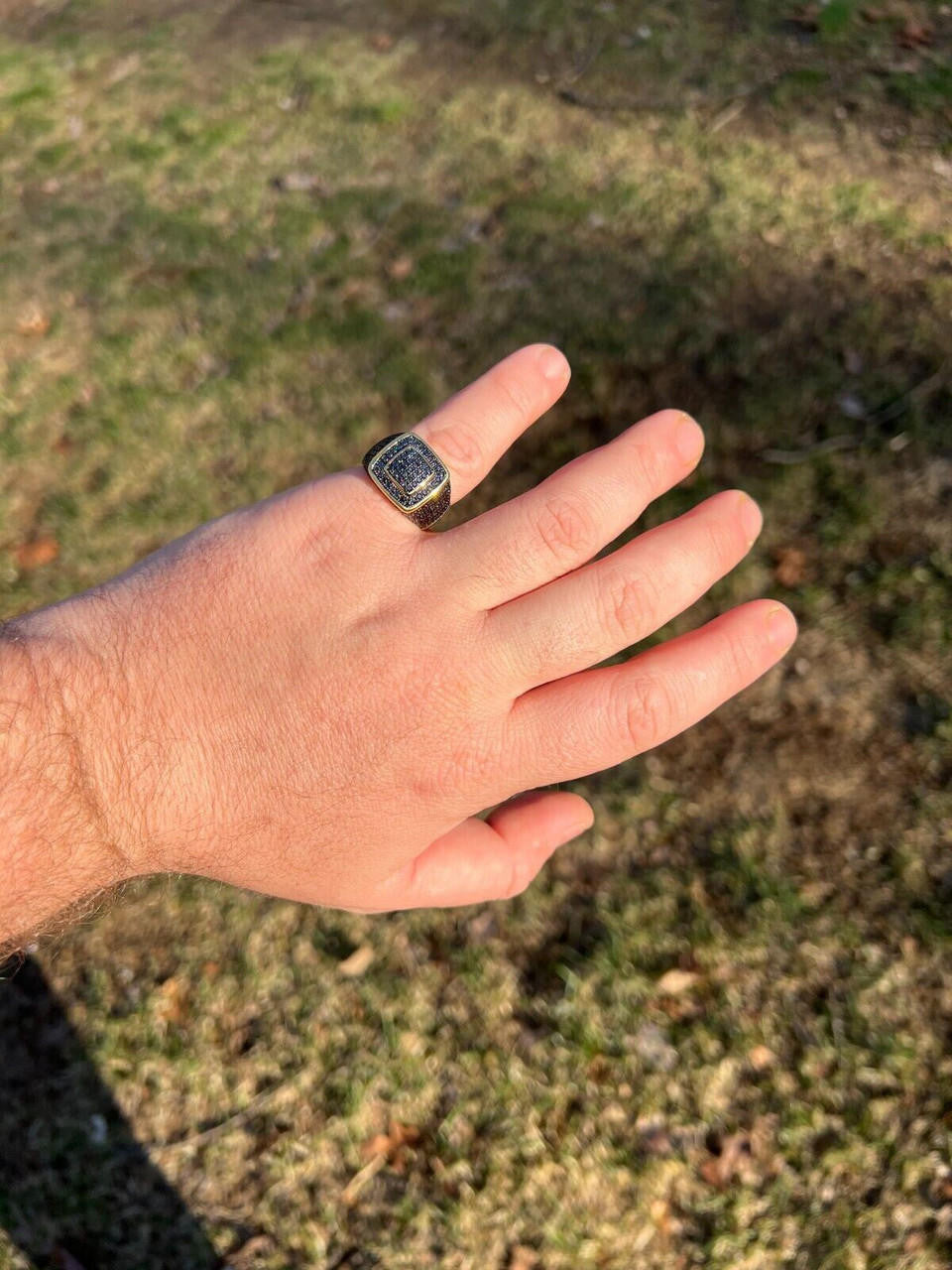 HarlemBling Black MOISSANITE Mens Real 14k Gold Vermeil 925 Silver Ring Pass Diamond Tester