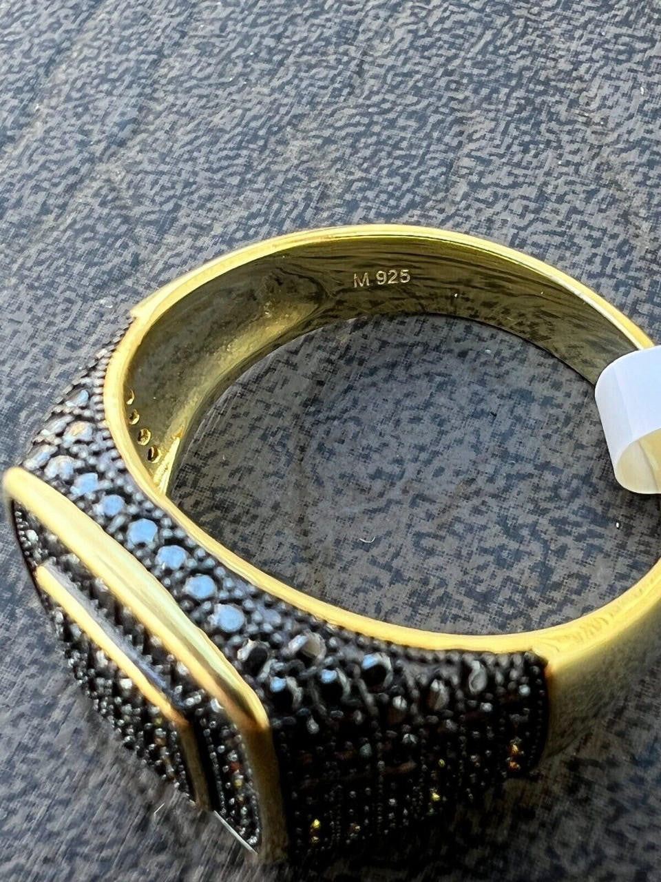 HarlemBling Black MOISSANITE Mens Real 14k Gold Vermeil 925 Silver Ring Pass Diamond Tester