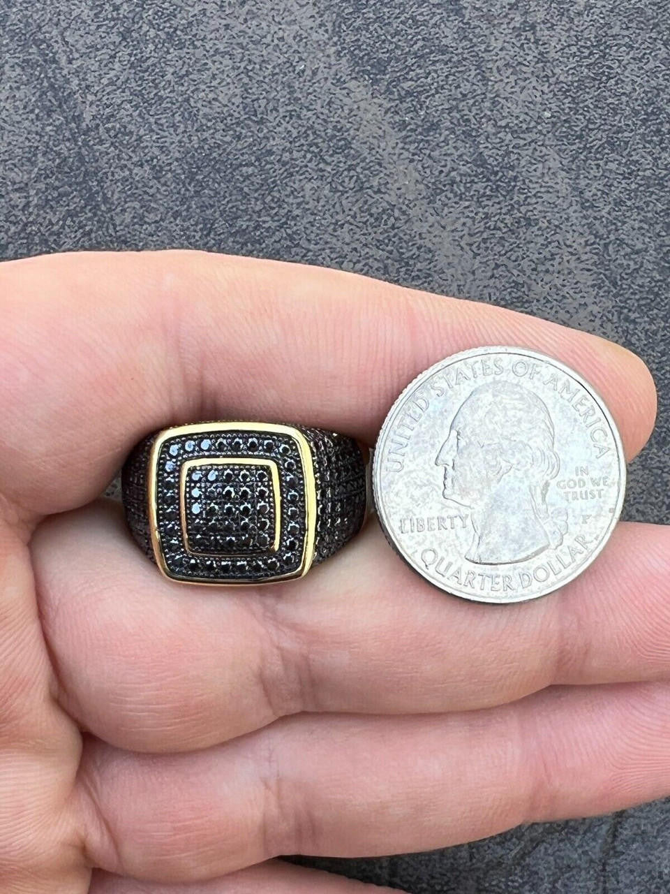 HarlemBling Black MOISSANITE Mens Real 14k Gold Vermeil 925 Silver Ring Pass Diamond Tester