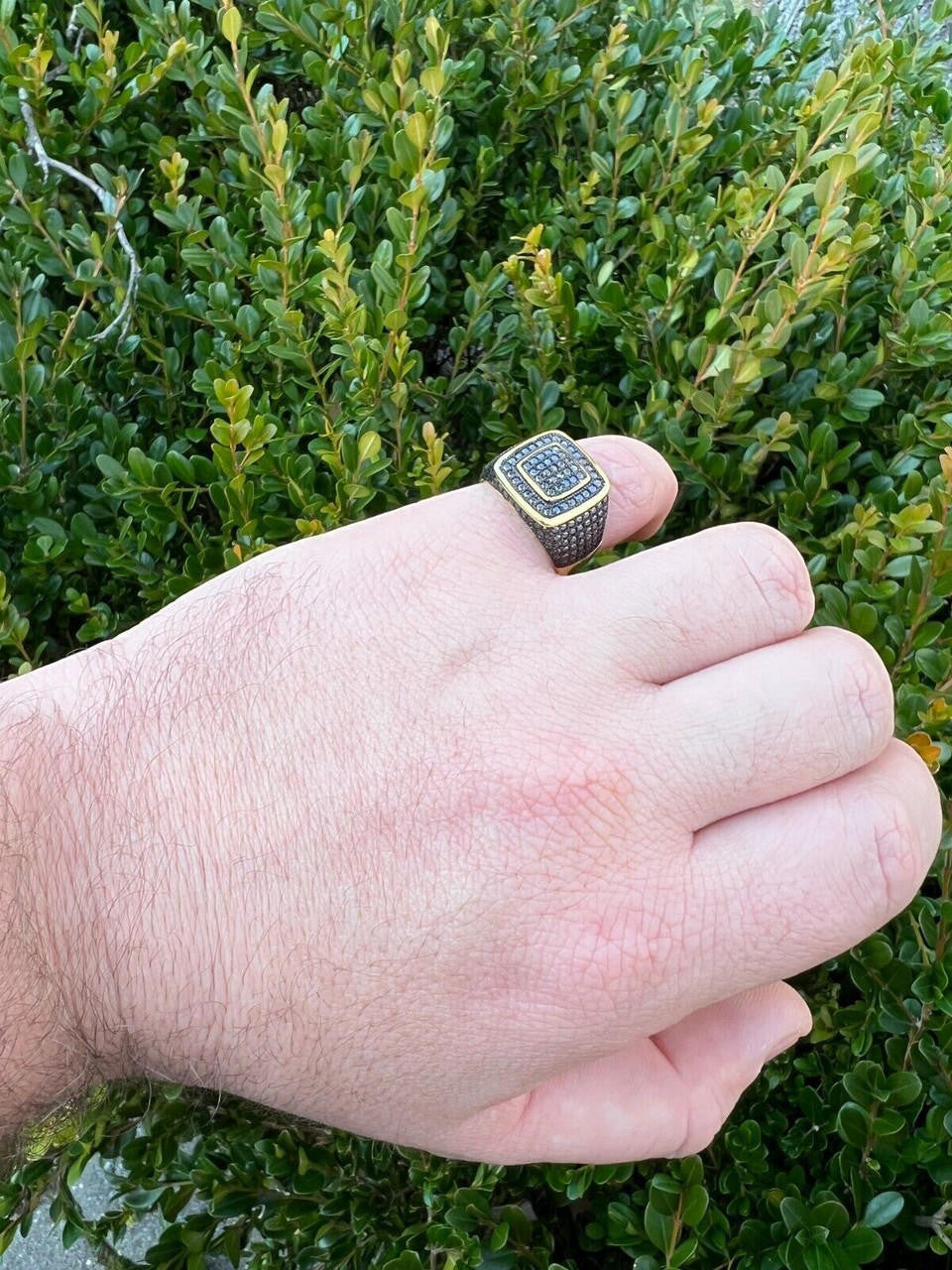 HarlemBling Black MOISSANITE Mens Real 14k Gold Vermeil 925 Silver Ring Pass Diamond Tester