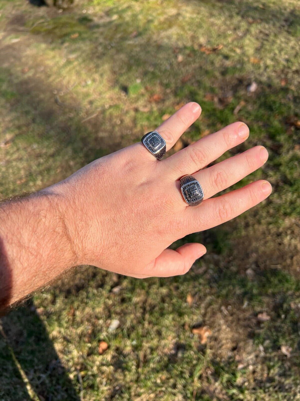 HarlemBling Black MOISSANITE Mens Real Solid 925 Sterling Silver Ring Pass Diamond Tester