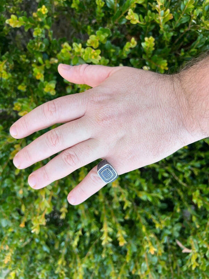 HarlemBling Black MOISSANITE Mens Real Solid 925 Sterling Silver Ring Pass Diamond Tester