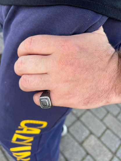 HarlemBling Black MOISSANITE Mens Real Solid 925 Sterling Silver Ring Pass Diamond Tester