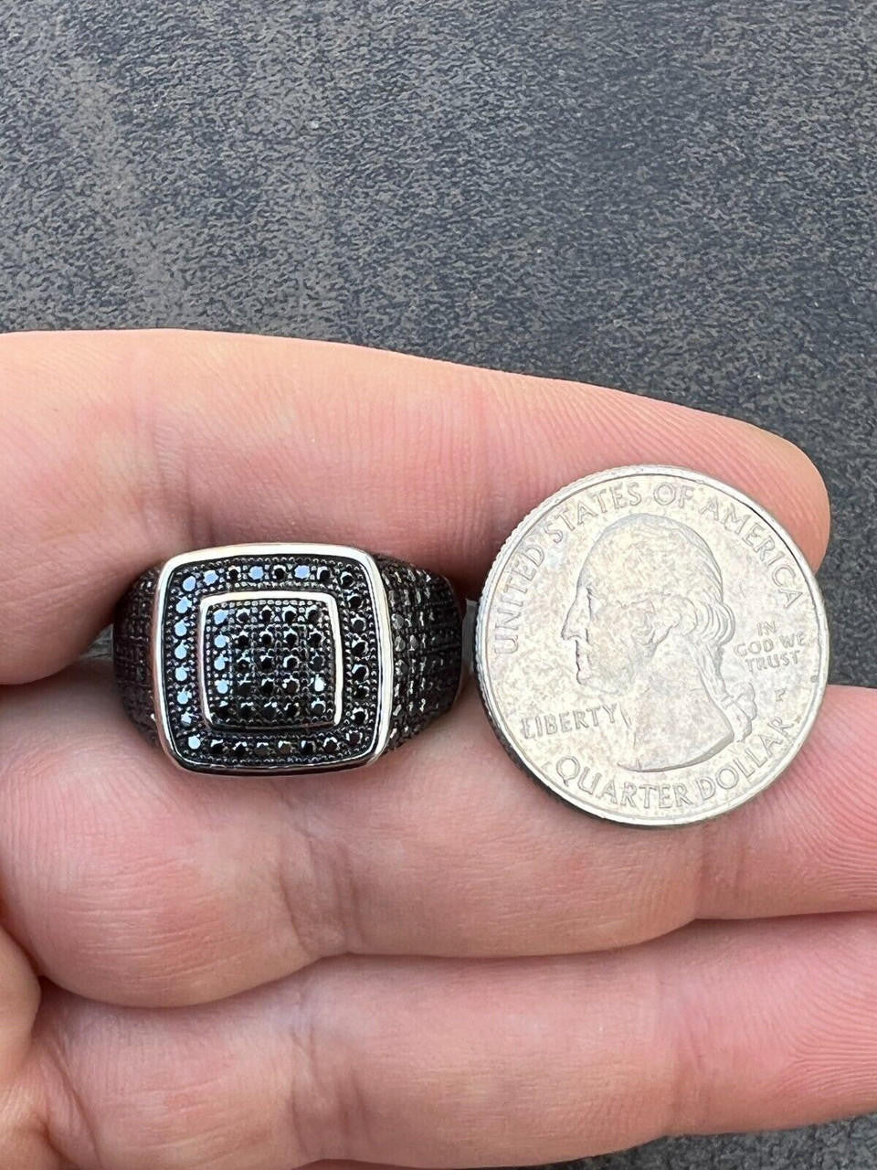 HarlemBling Black MOISSANITE Mens Real Solid 925 Sterling Silver Ring Pass Diamond Tester