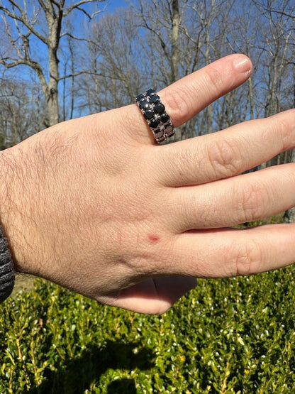 HarlemBling Black Moissanite Ring Real 925 Silver Hip Hop Iced Tennis Band 10mm Pass Tester