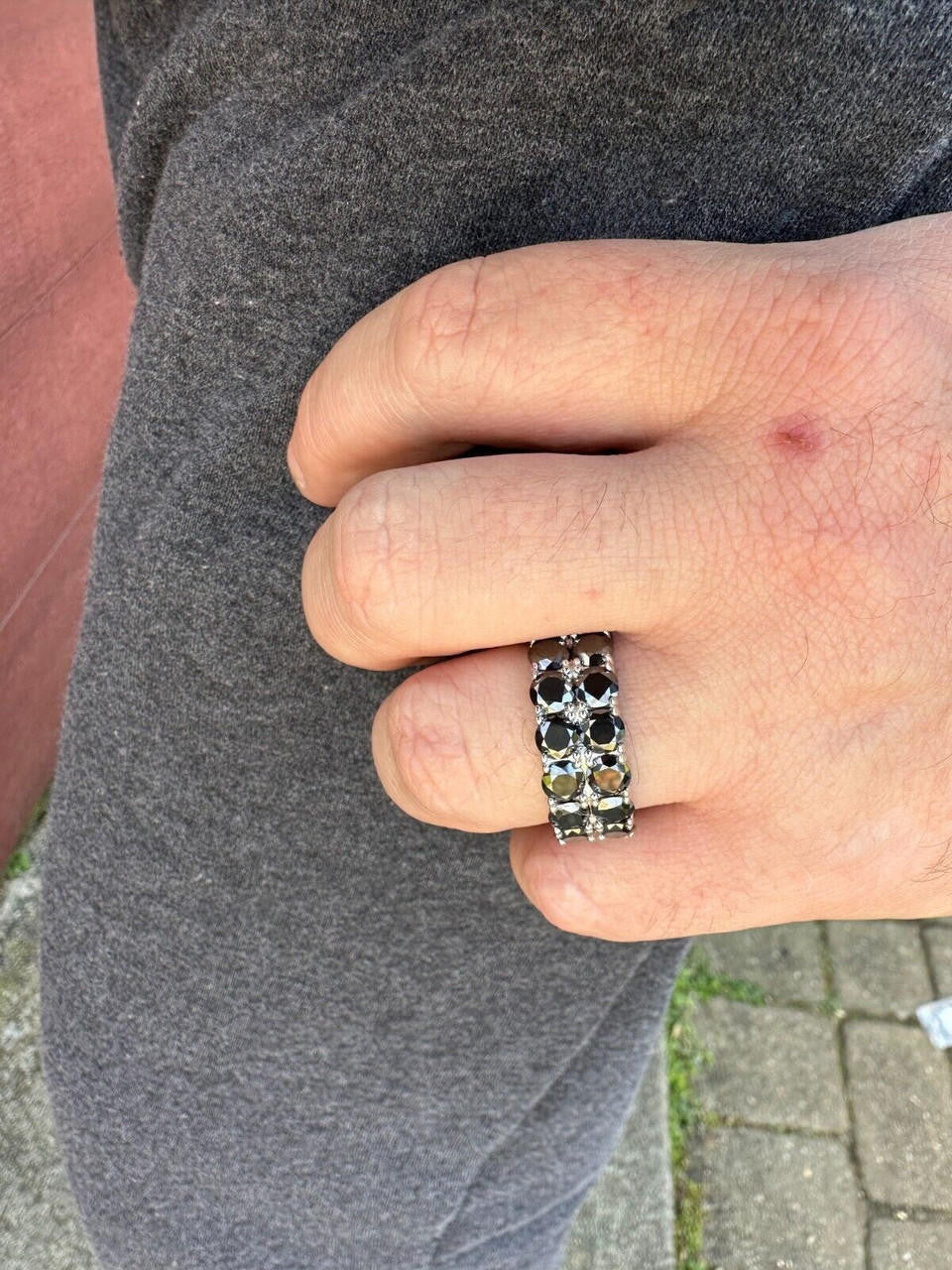 HarlemBling Black Moissanite Ring Real 925 Silver Hip Hop Iced Tennis Band 10mm Pass Tester