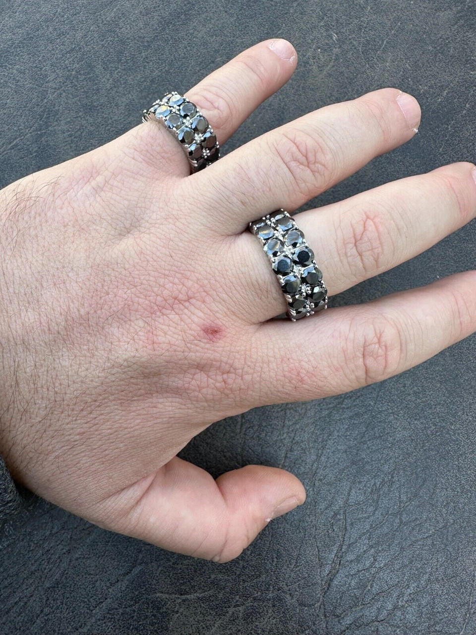 HarlemBling Black Moissanite Ring Real 925 Silver Hip Hop Iced Tennis Band 10mm Pass Tester