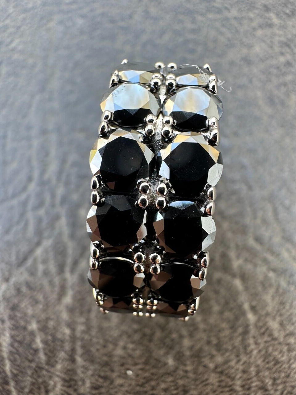 HarlemBling Black Moissanite Ring Real 925 Silver Hip Hop Iced Tennis Band 10mm Pass Tester