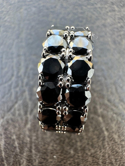 HarlemBling Black Moissanite Ring Real 925 Silver Hip Hop Iced Tennis Band 10mm Pass Tester