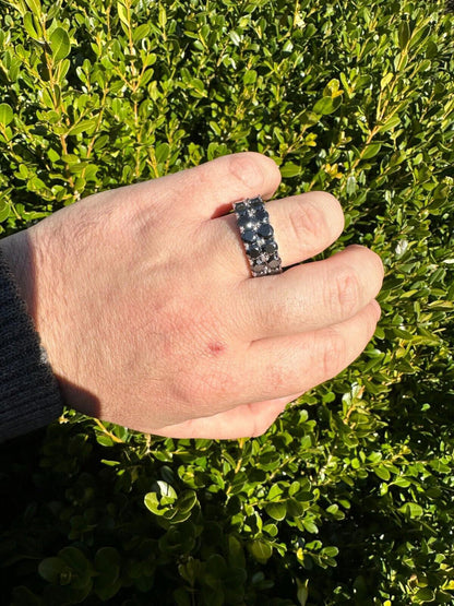 HarlemBling Black Moissanite Ring Real 925 Silver Hip Hop Iced Tennis Band 10mm Pass Tester