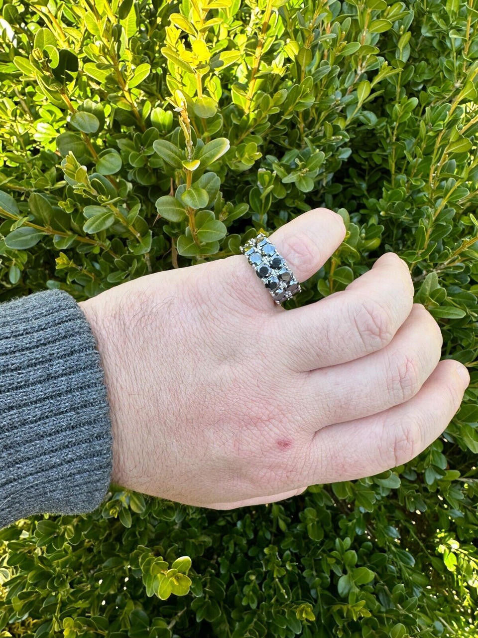 HarlemBling Black Moissanite Ring Real 925 Silver Hip Hop Iced Tennis Band 10mm Pass Tester