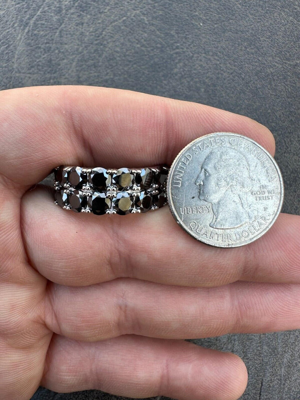 HarlemBling Black Moissanite Ring Real 925 Silver Hip Hop Iced Tennis Band 10mm Pass Tester