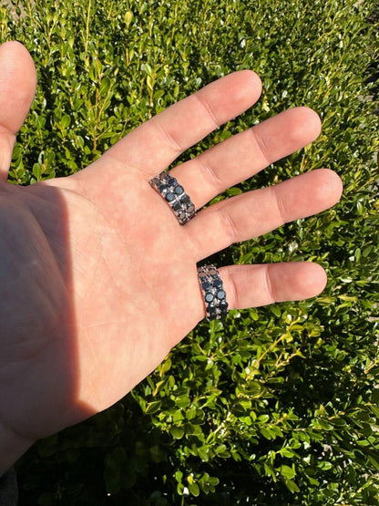 HarlemBling Black Moissanite Ring Real 925 Silver Hip Hop Iced Tennis Band 10mm Pass Tester