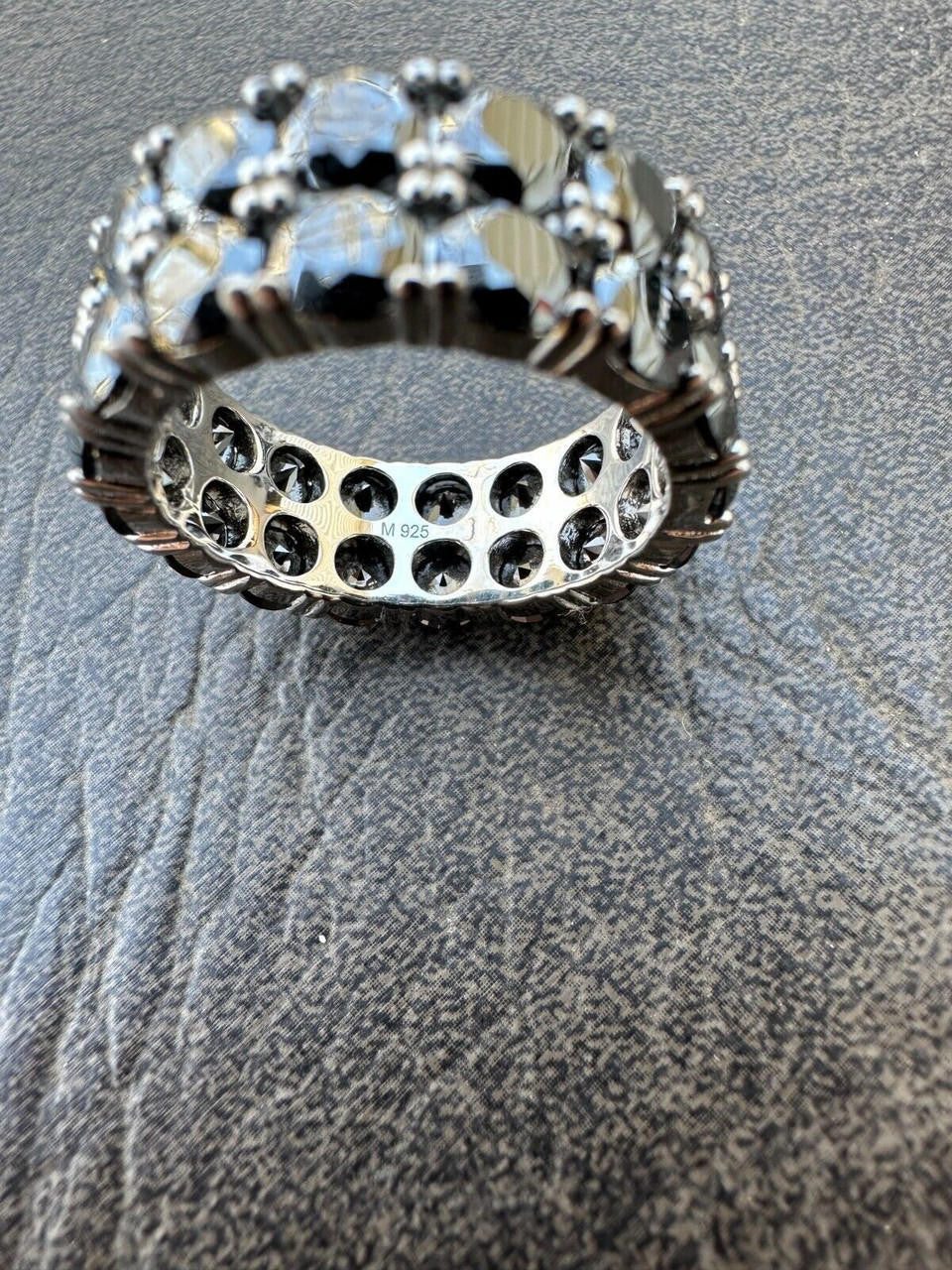 HarlemBling Black Moissanite Ring Real 925 Silver Hip Hop Iced Tennis Band 10mm Pass Tester