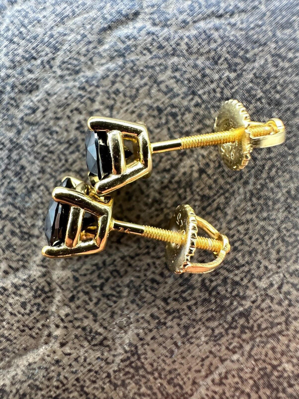 HarlemBling Black Moissanite Screwback Stud Earrings 14k Gold 925 Silver 3-8mm Passes Tester