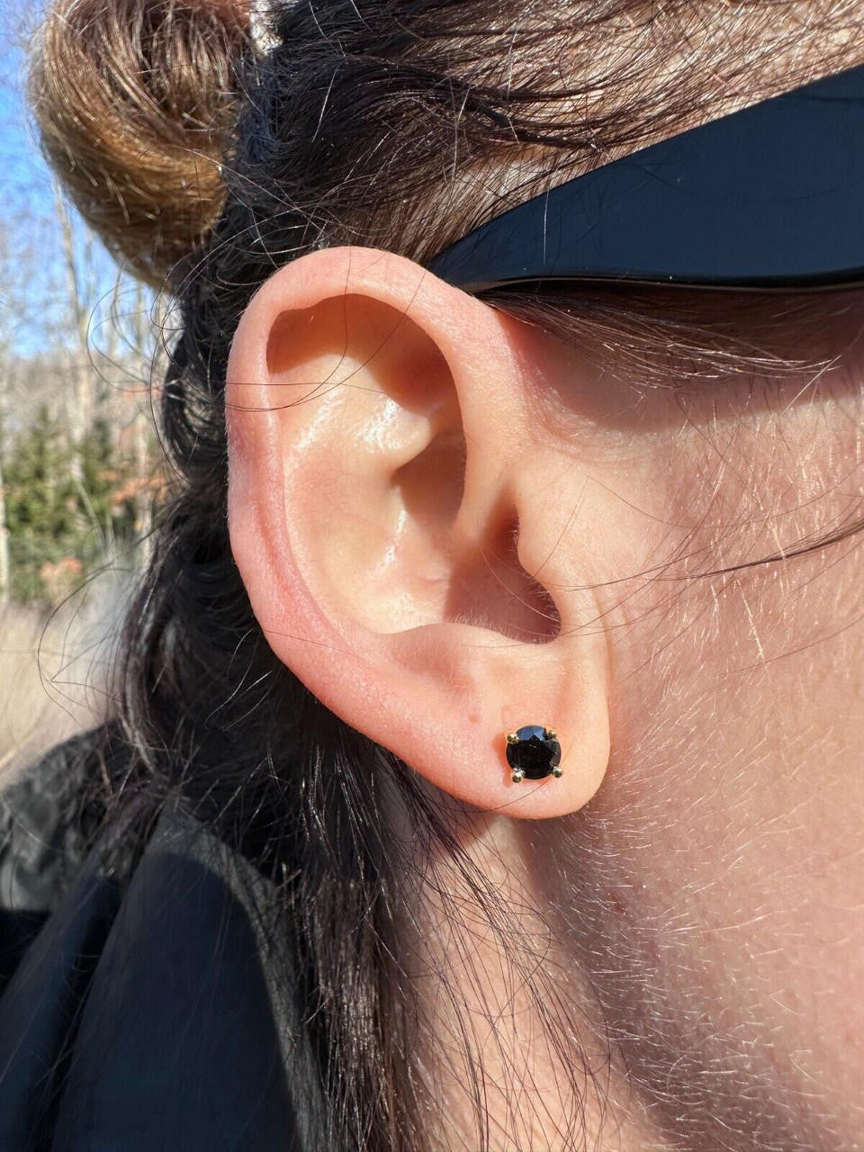 HarlemBling Black Moissanite Screwback Stud Earrings 14k Gold 925 Silver 3-8mm Passes Tester