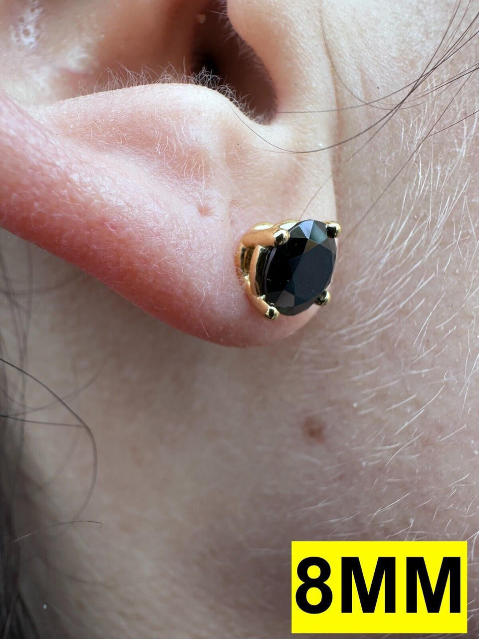 HarlemBling Black Moissanite Screwback Stud Earrings 14k Gold 925 Silver 3-8mm Passes Tester