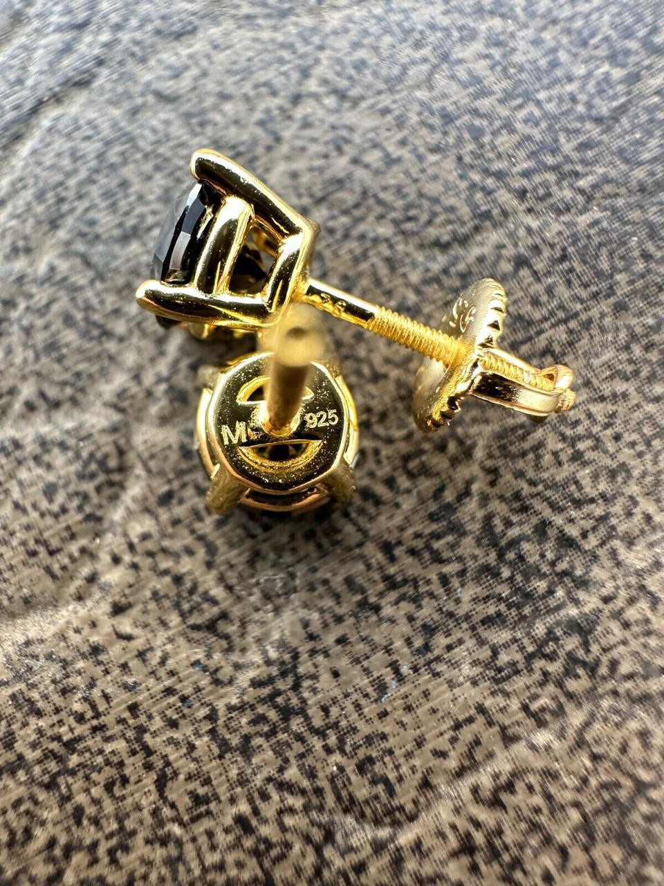 HarlemBling Black Moissanite Screwback Stud Earrings 14k Gold 925 Silver 3-8mm Passes Tester