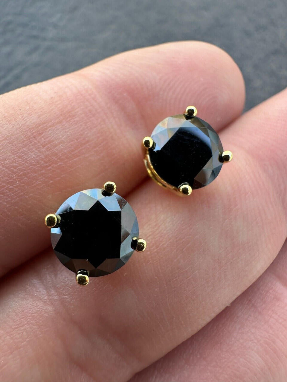 HarlemBling Black Moissanite Screwback Stud Earrings 14k Gold 925 Silver 3-8mm Passes Tester