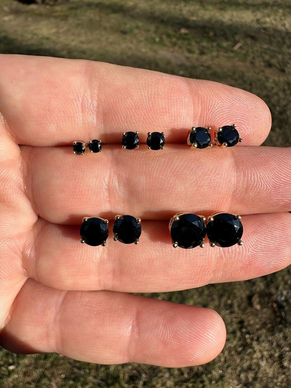 HarlemBling Black Moissanite Screwback Stud Earrings 14k Gold 925 Silver 3-8mm Passes Tester