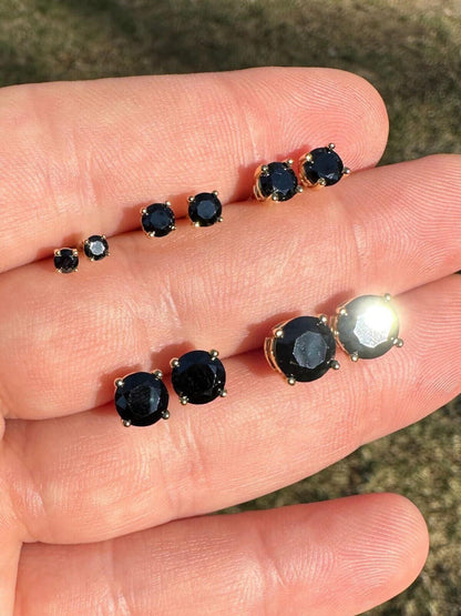 HarlemBling Black Moissanite Screwback Stud Earrings 14k Gold 925 Silver 3-8mm Passes Tester