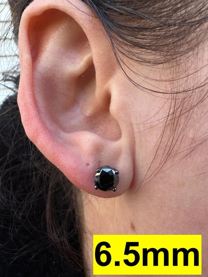 HarlemBling Black Moissanite Screwback Stud Earrings Oxidized Rhodium 925 Silver 3-8mm Pass Diamond Tester