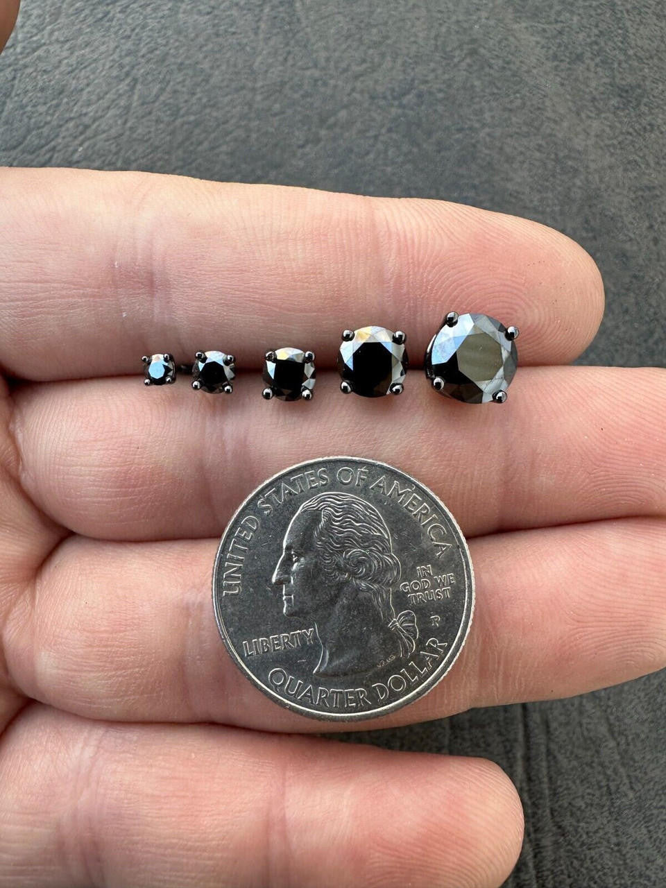 HarlemBling Black Moissanite Screwback Stud Earrings Oxidized Rhodium 925 Silver 3-8mm Pass Diamond Tester