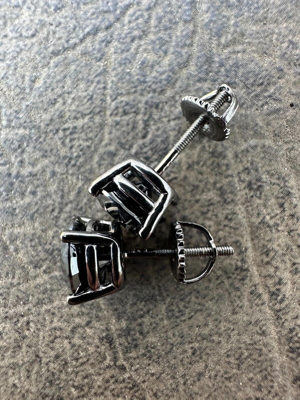 HarlemBling Black Moissanite Screwback Stud Earrings Oxidized Rhodium 925 Silver 3-8mm Pass Diamond Tester