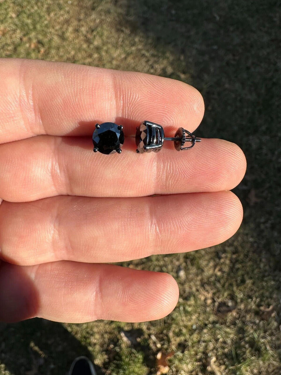 HarlemBling Black Moissanite Screwback Stud Earrings Oxidized Rhodium 925 Silver 3-8mm Pass Diamond Tester